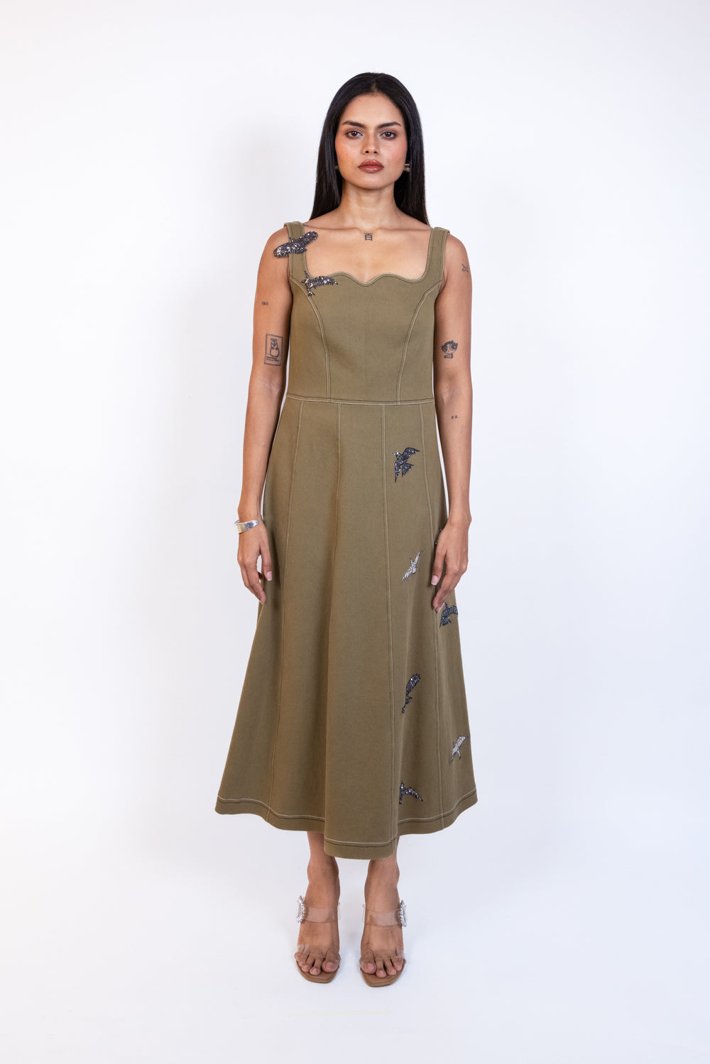 Fawn Sleeveless Denim Button Midi Dress