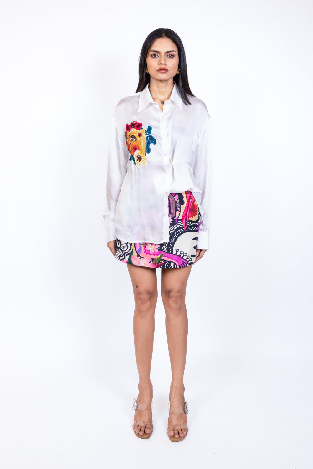 Patch embroidered shirt