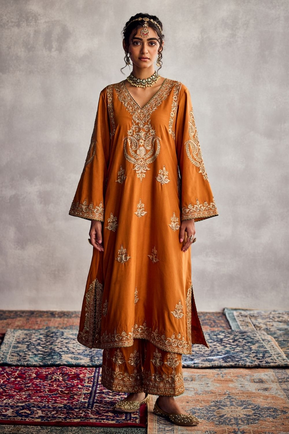 Black & Orange Kurta Set