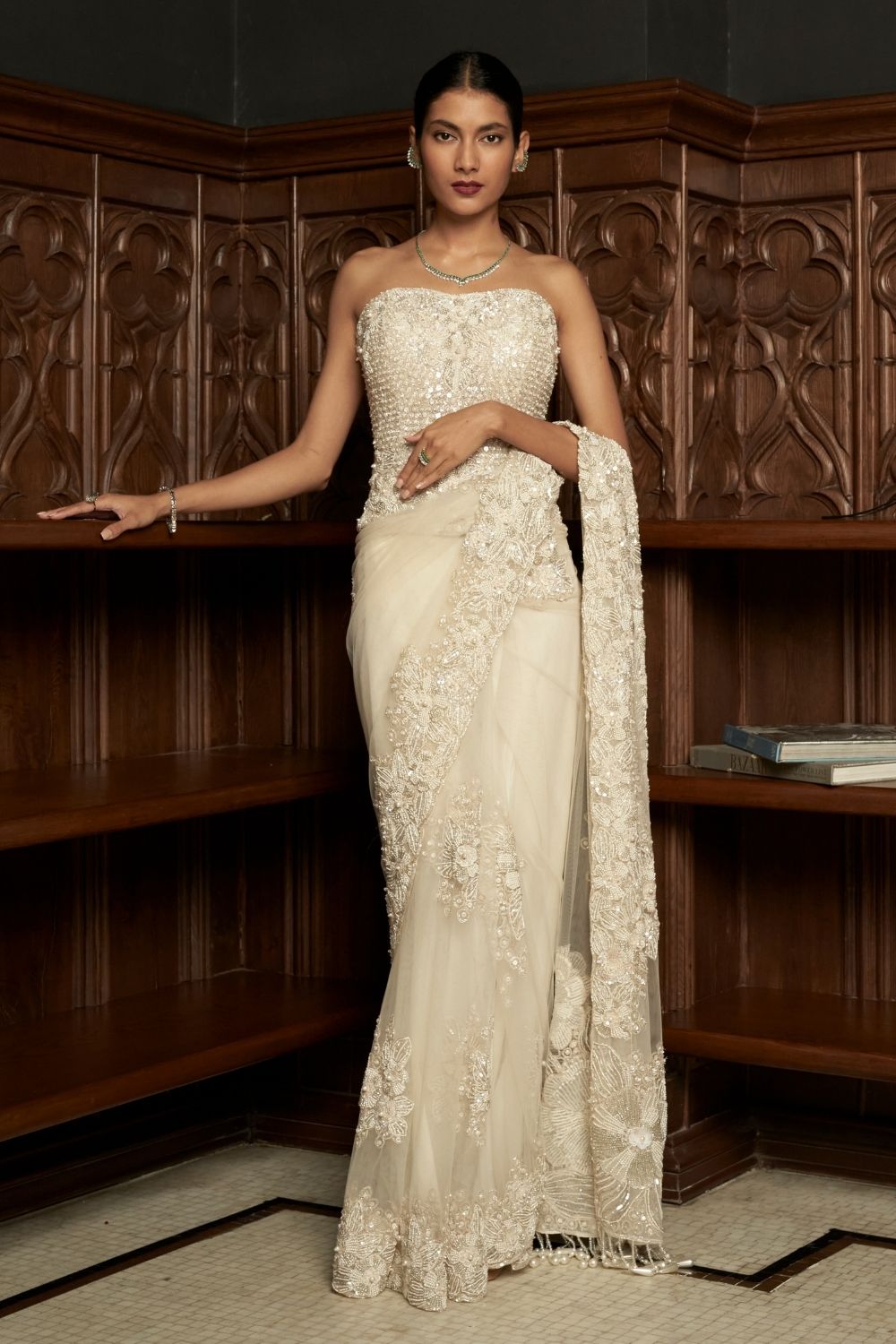 Ivory Corest Saree Set