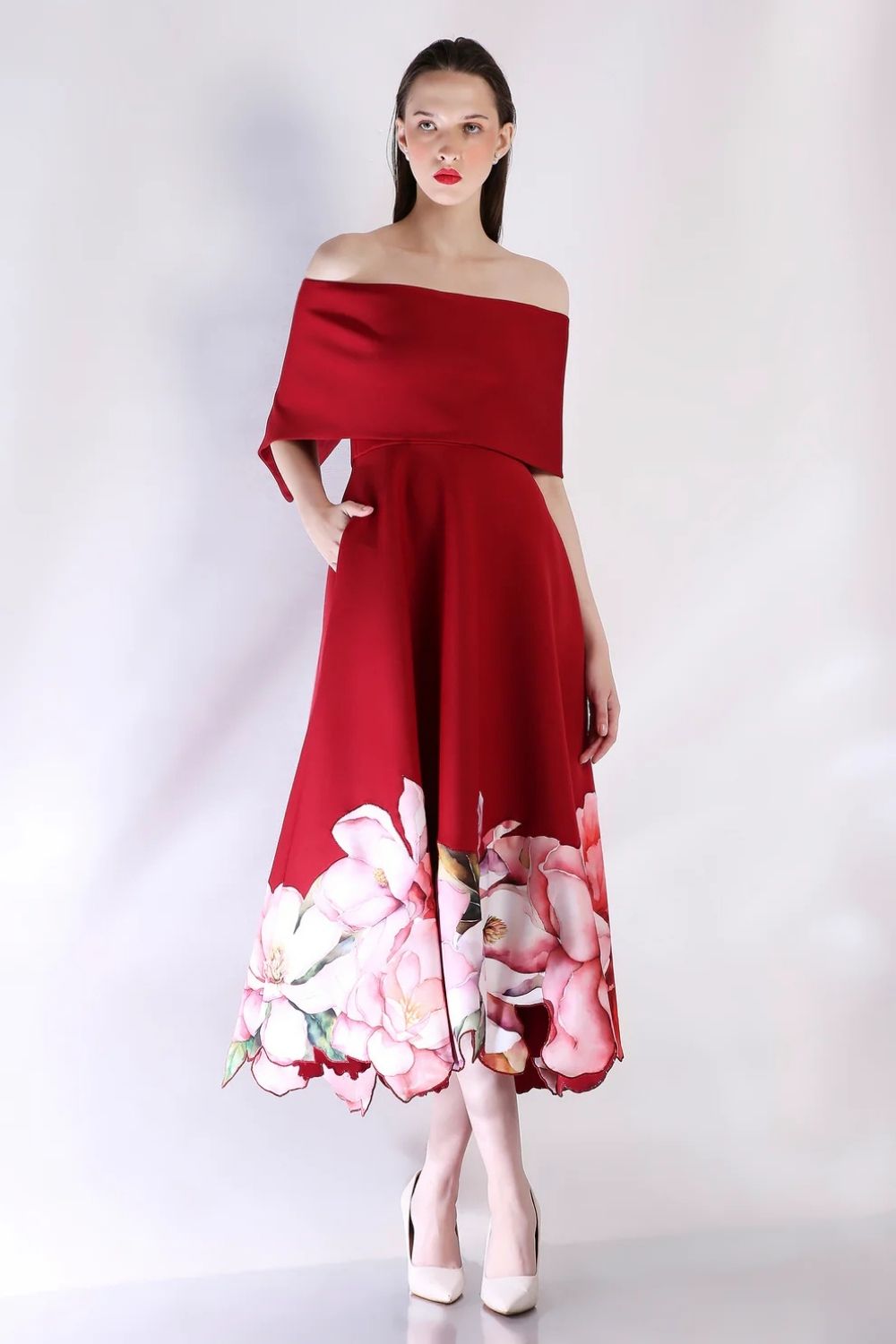red dress coupon Juliette Dress with Classic Wrap – Bombaim