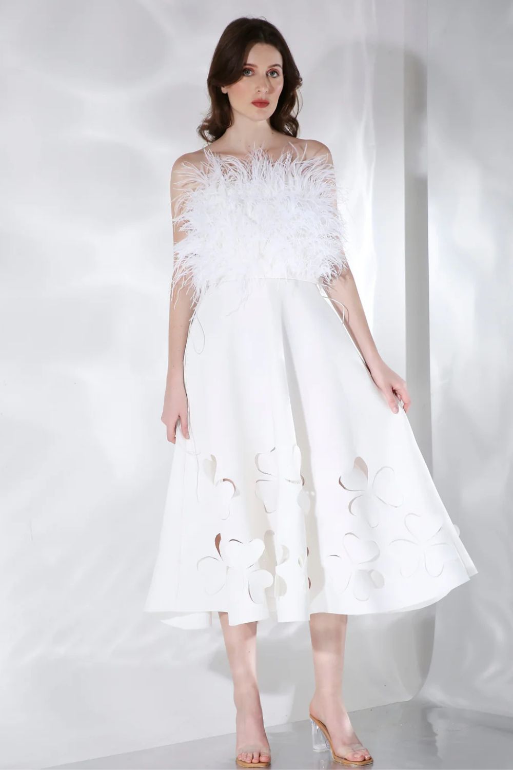 Lyre Dress with Feather Wrap Set