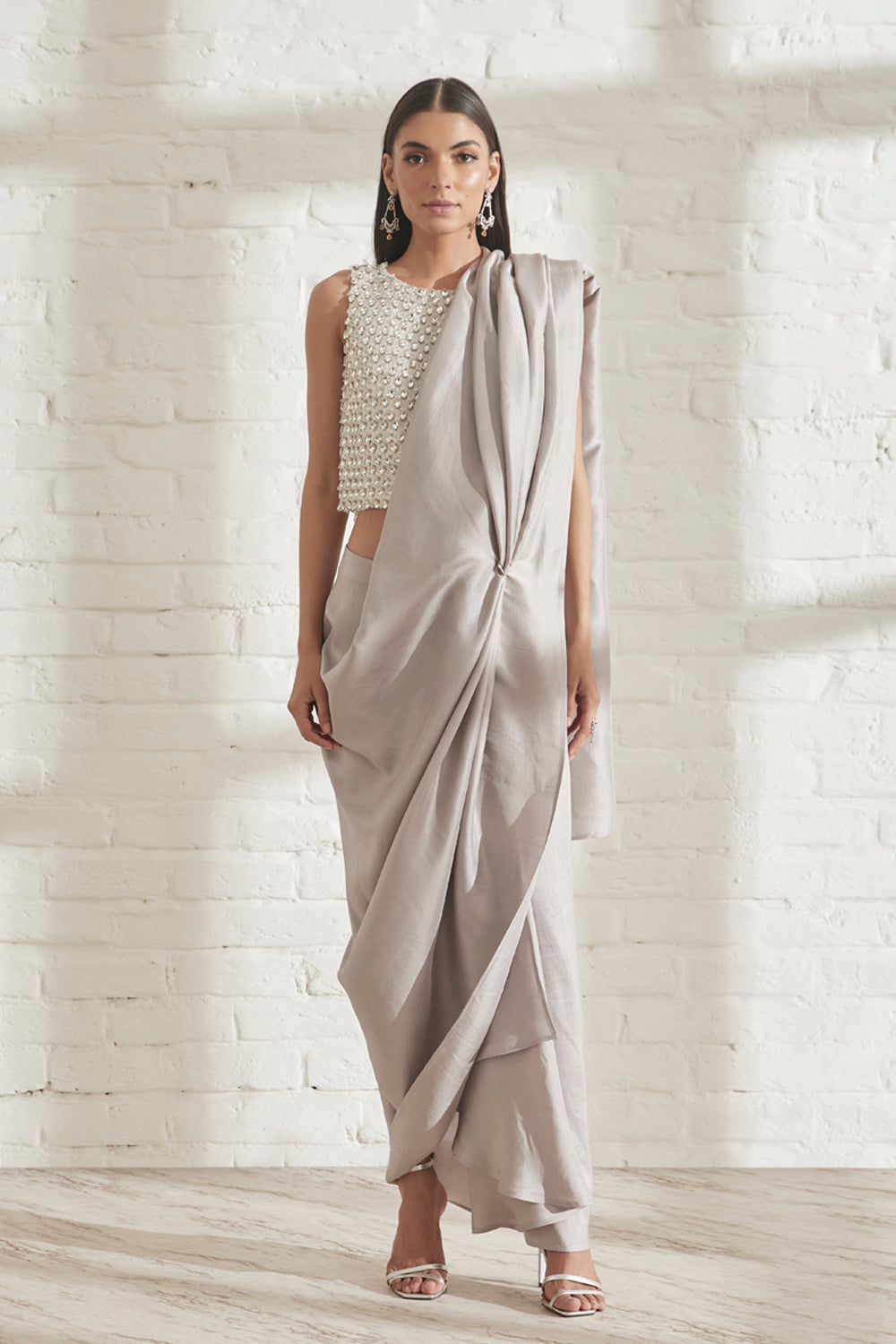 Masai Godet Sari with Chandelier Top