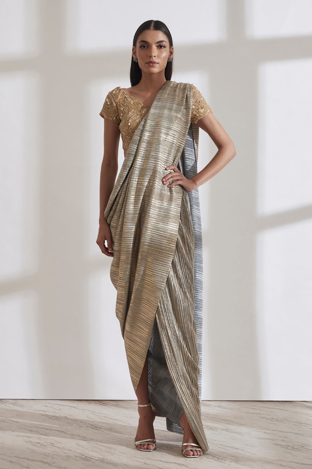 Metallic 2.0 Sari with River Flow Nikki Blouse