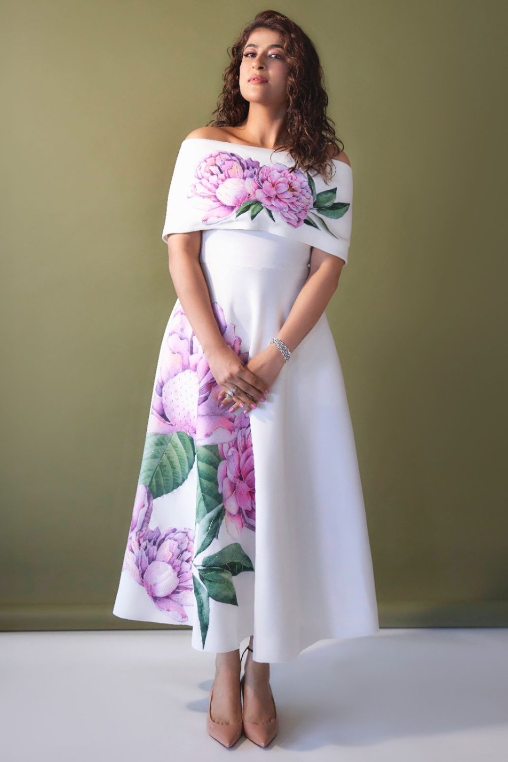 Tahira Kashyap in Nyra Dress with Floral Wrap