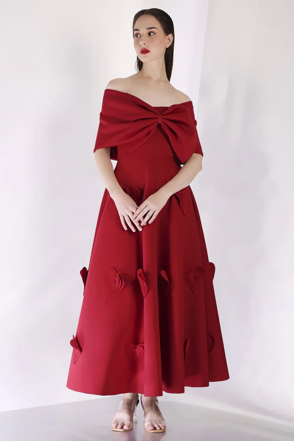 Carmine Cassandra Dress & Bow Wrap Set