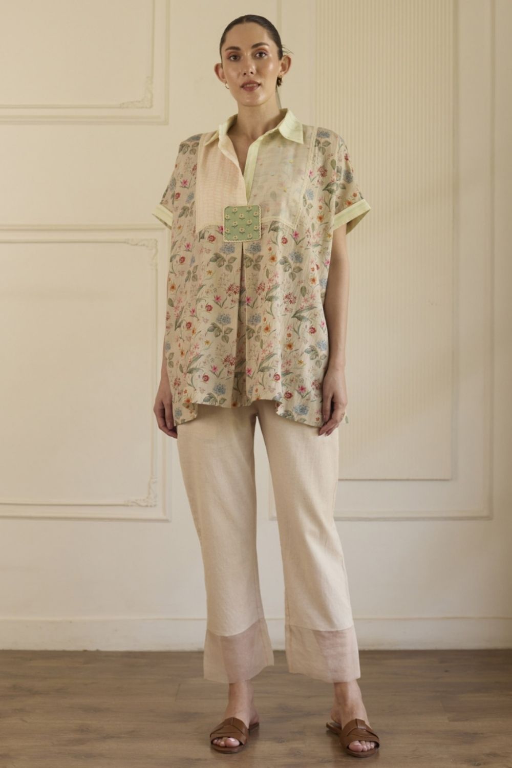 Multicolour Kaftan Top With Pants Set