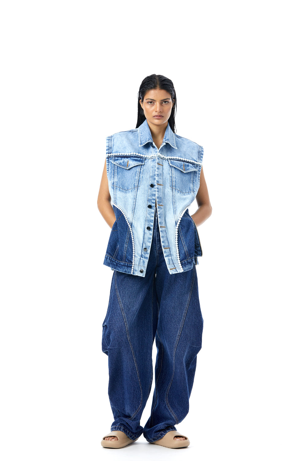 'Eden' Embellished Denim Vest