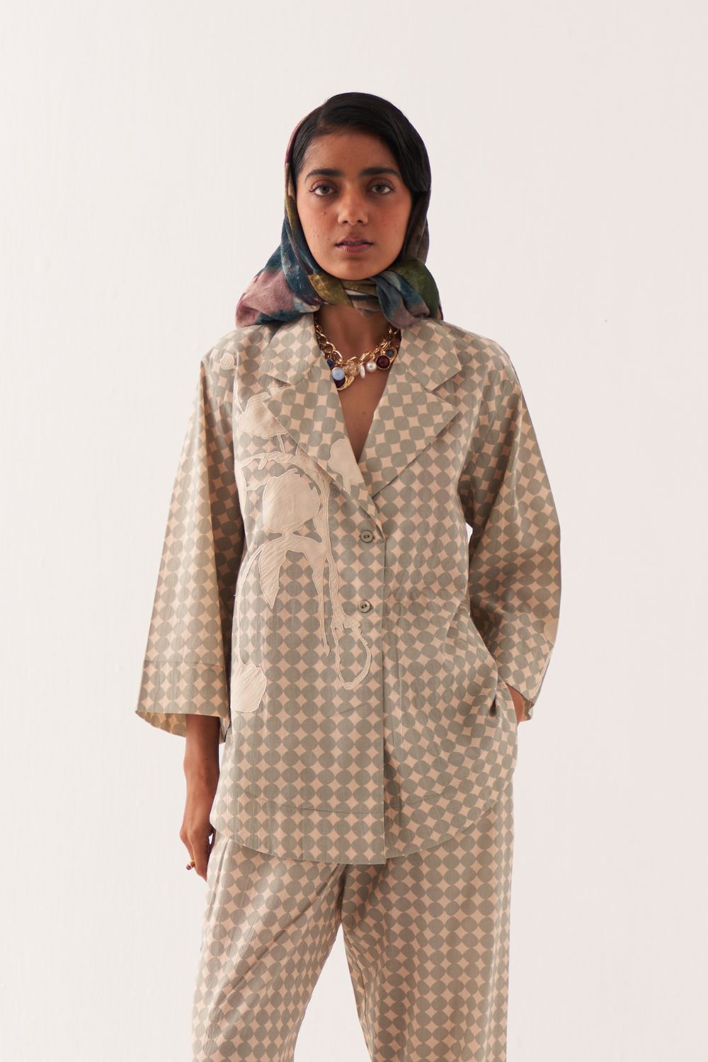 Cuboid Appliqe Jacket Shirt