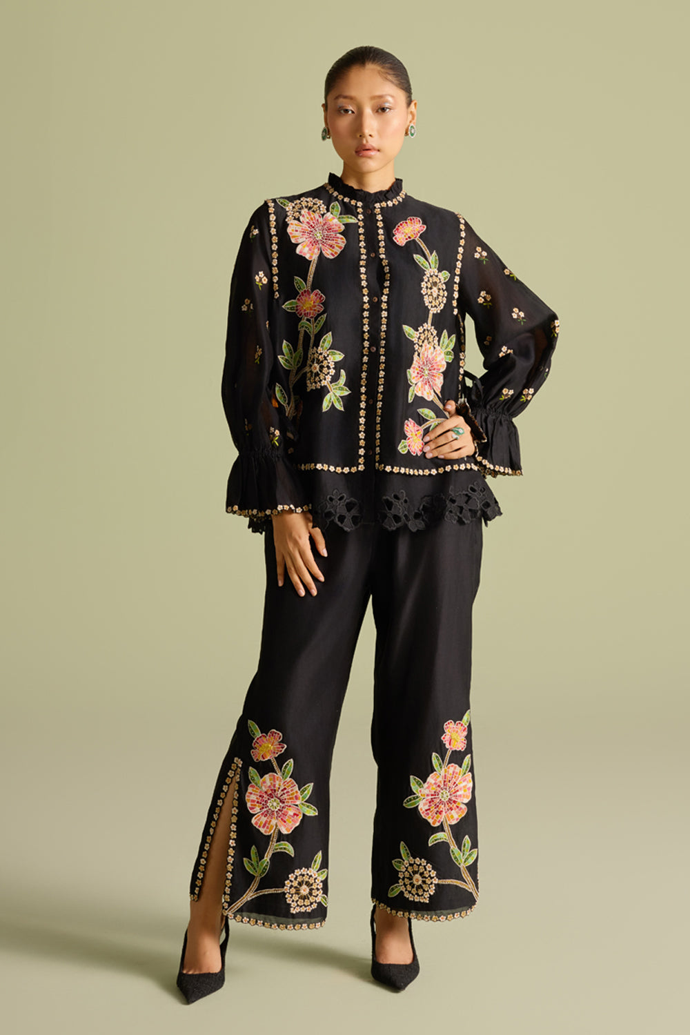 Black Mosaic Pants