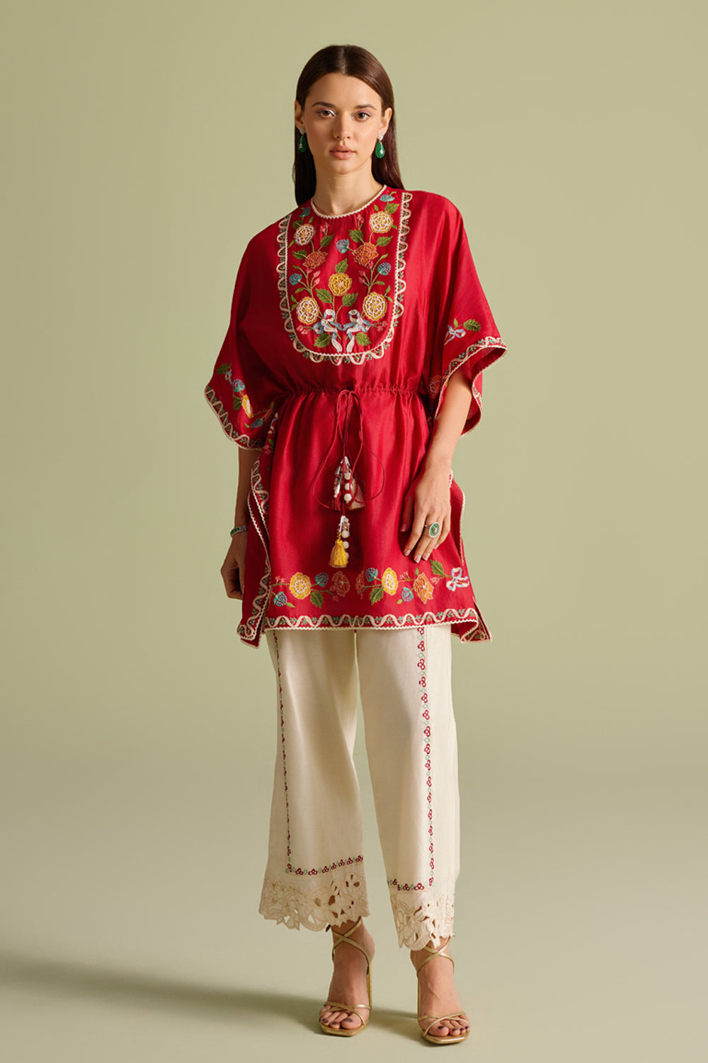 Ivory Cutwork Embroidered Pants
