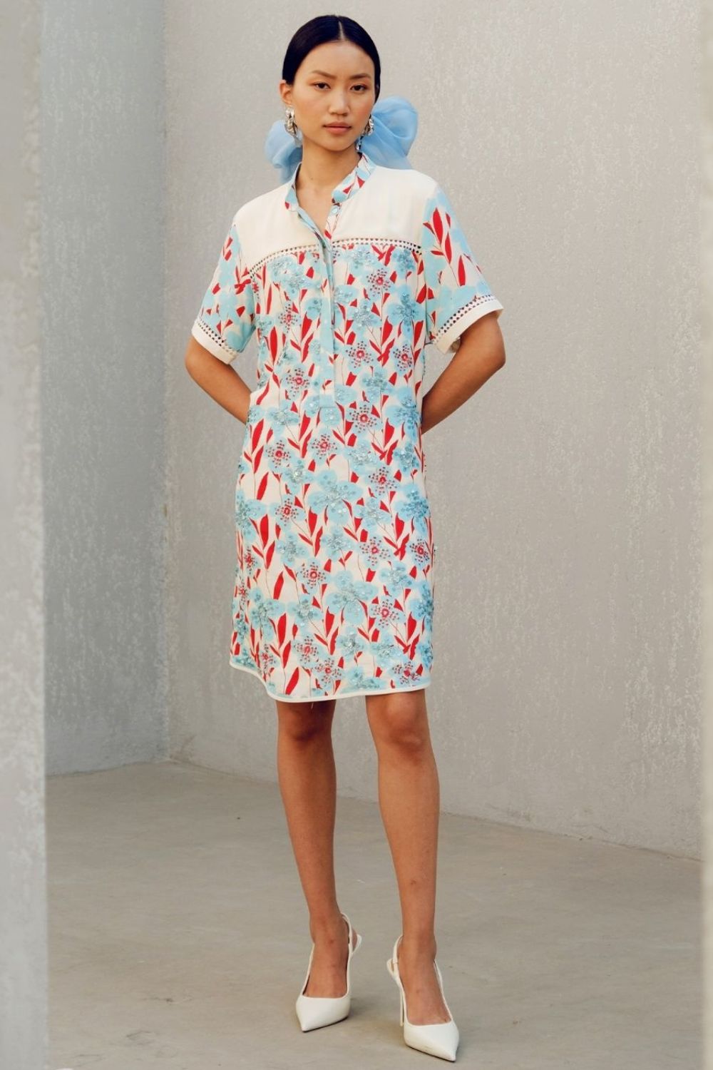 WHITE PRINT PLAY SHIRT DRESS