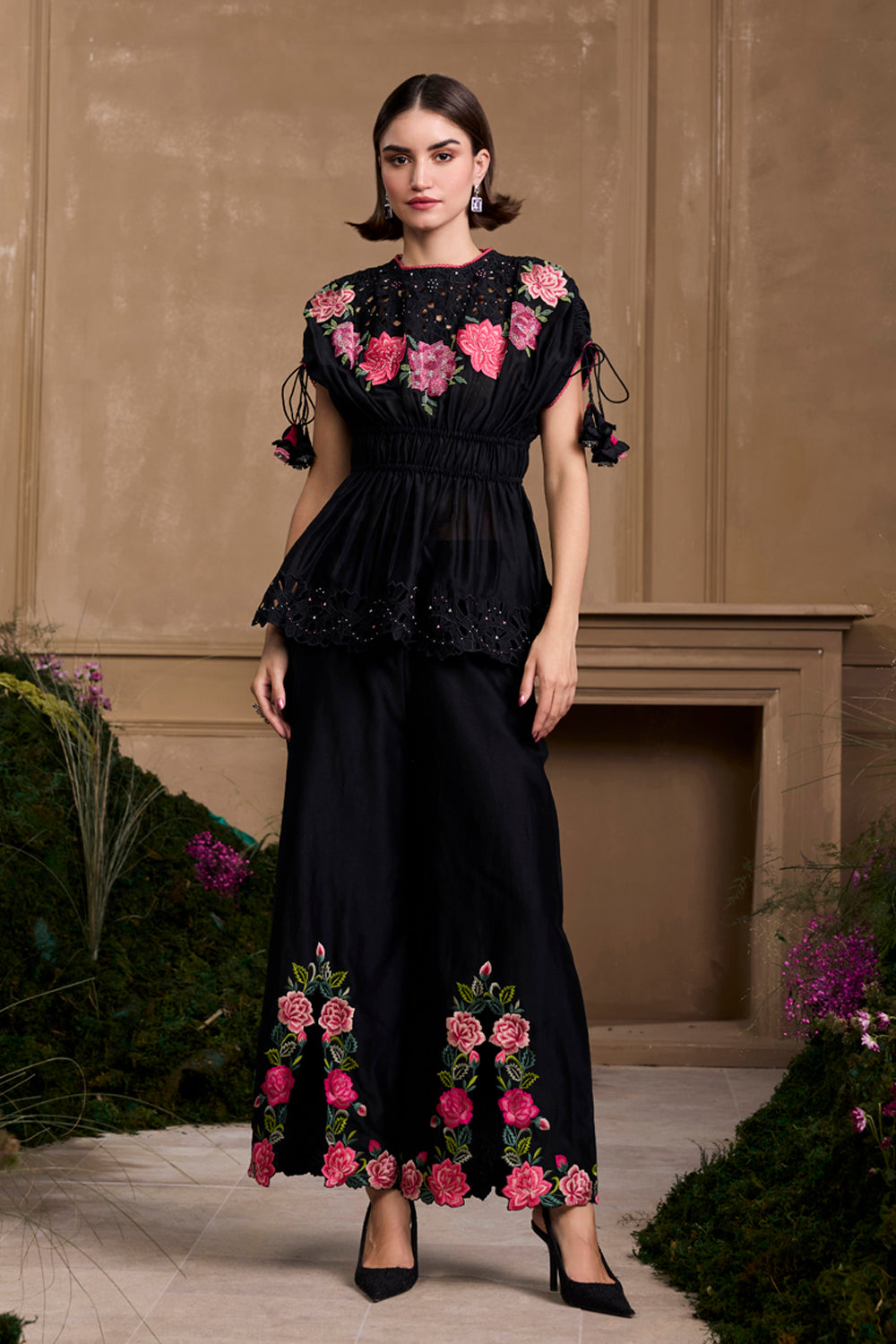 Black Rose Slit Bell Bottoms