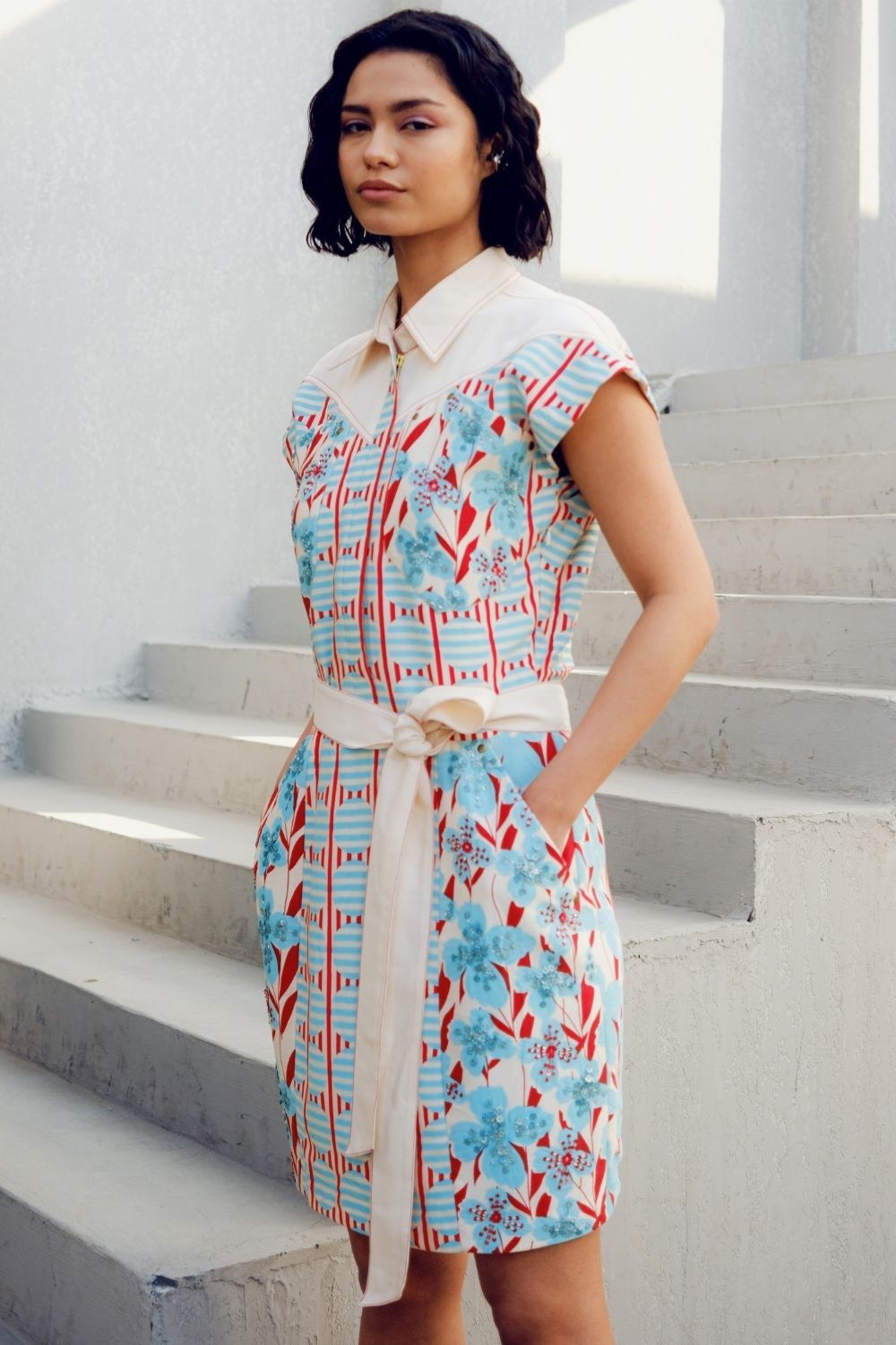 WHITE PRINTPLAY CARGO DRESS