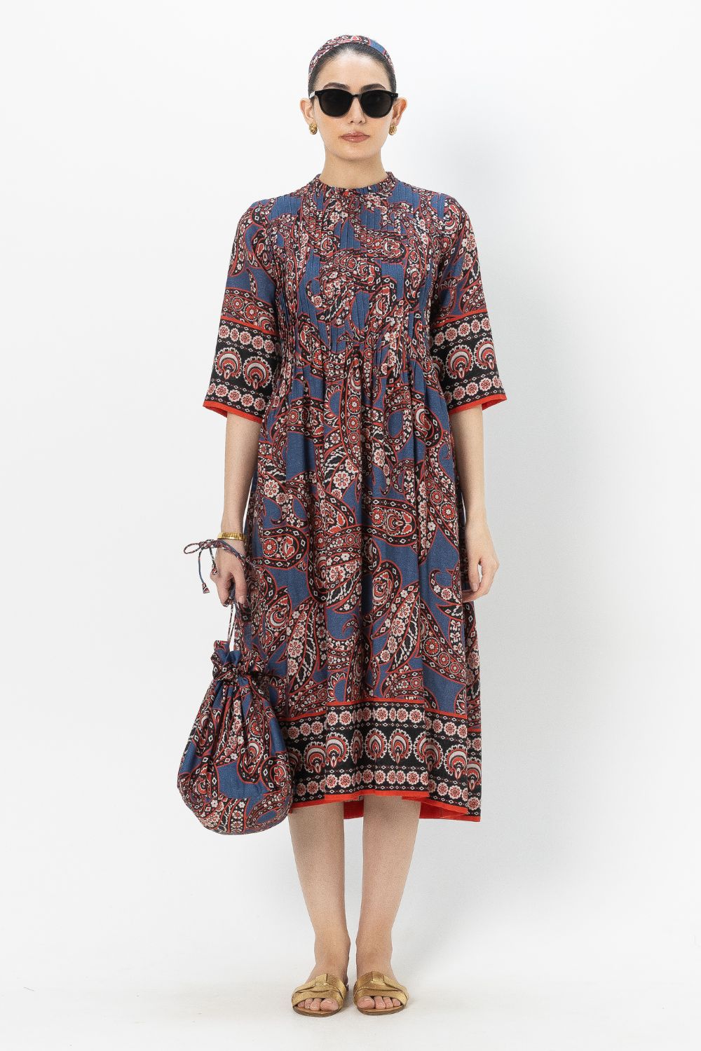 Deniz Pleated Midi Dress