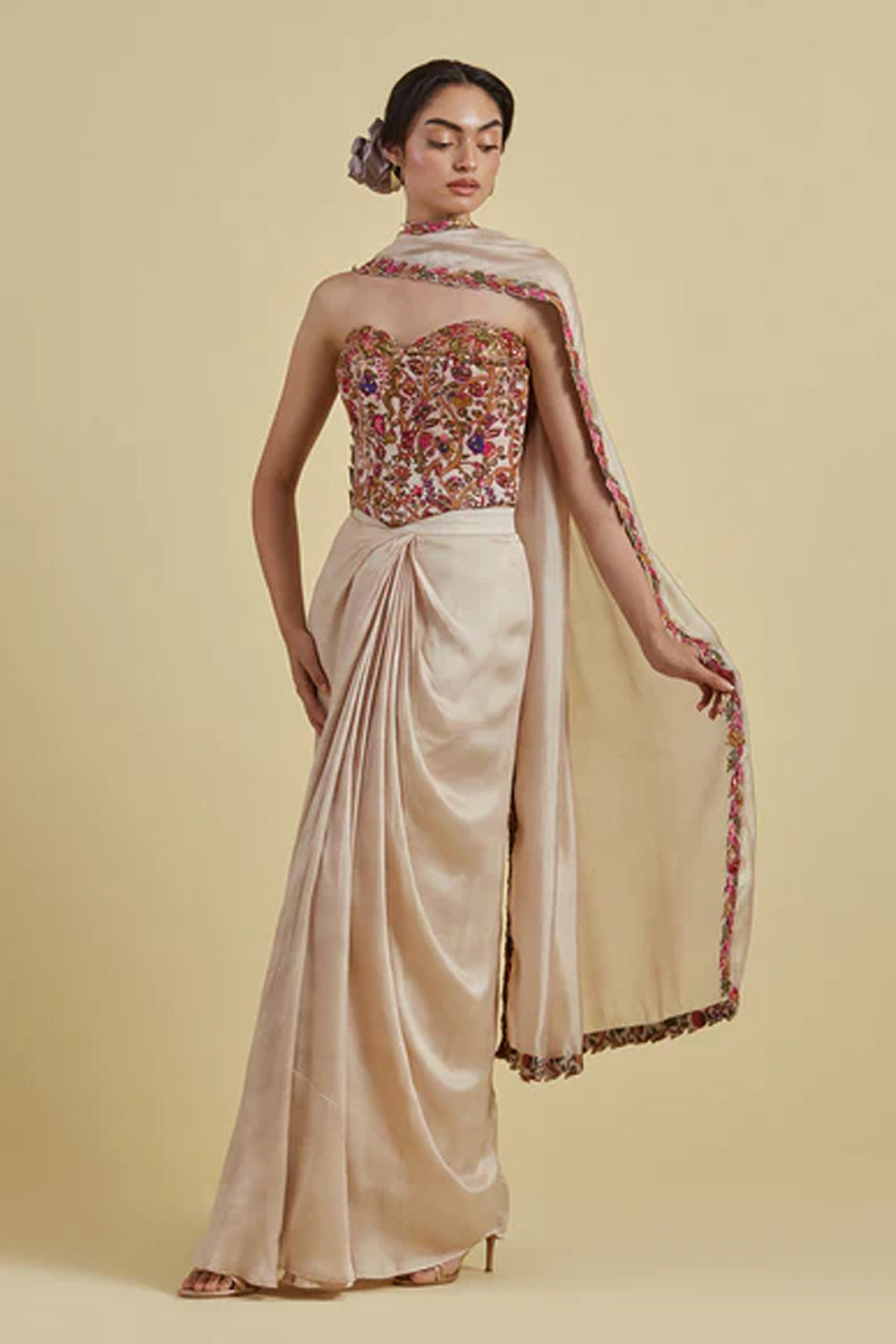 Corset And Draped Skirt Set