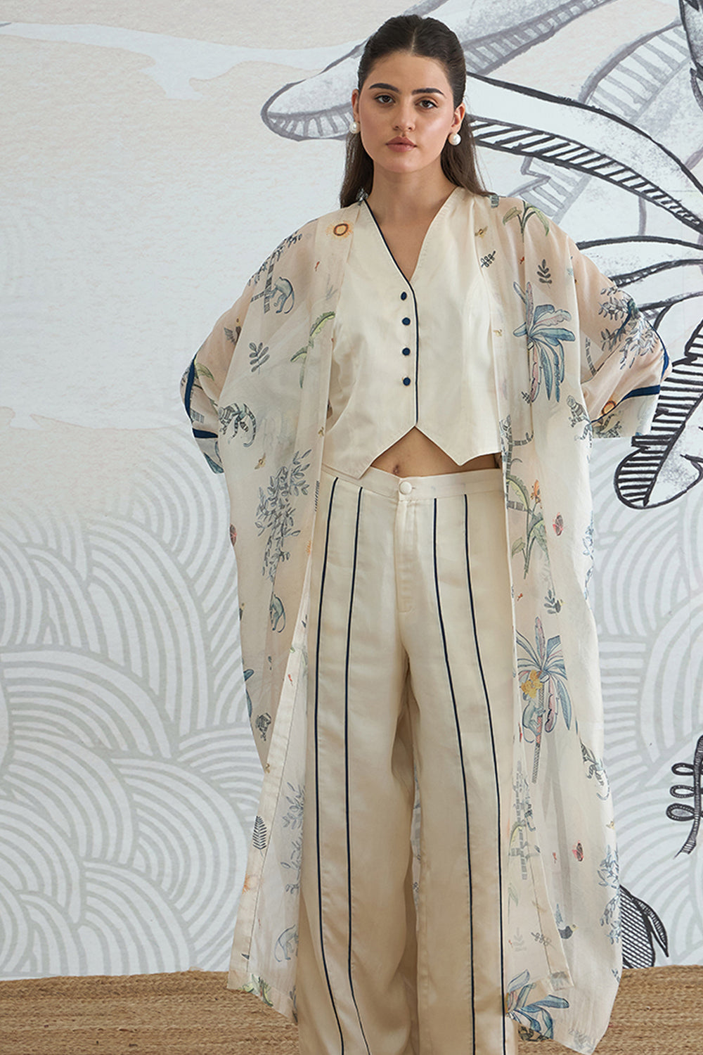 Jungle Long Cape With Waistcoat Top and Pants
