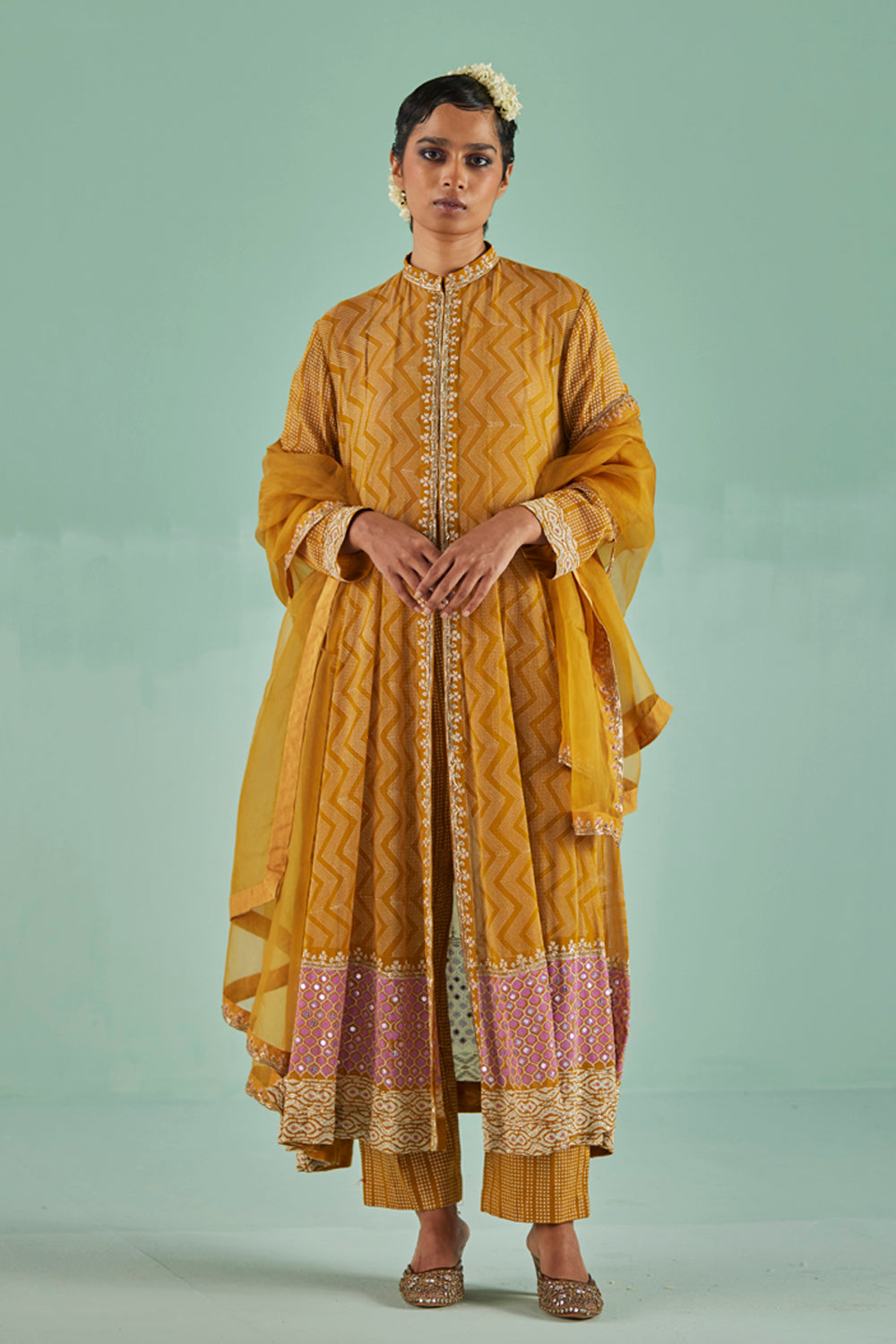 Ochre Anarkali Set