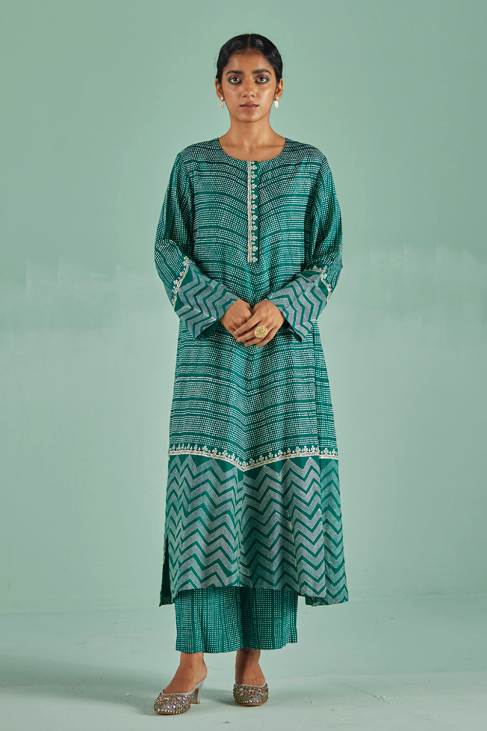Emerald Green A-Line Kurta Set