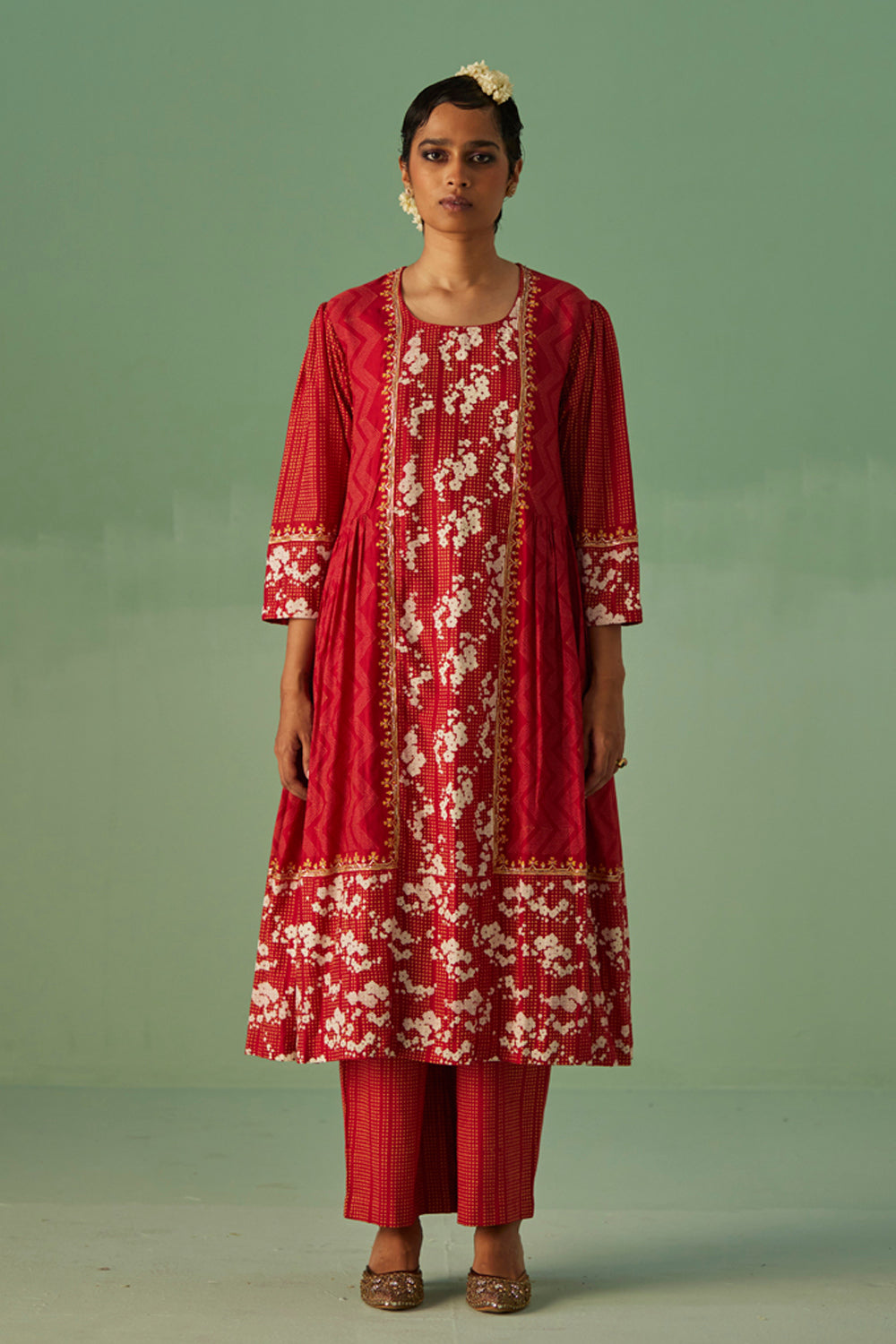 Red Antifit Kurta Set