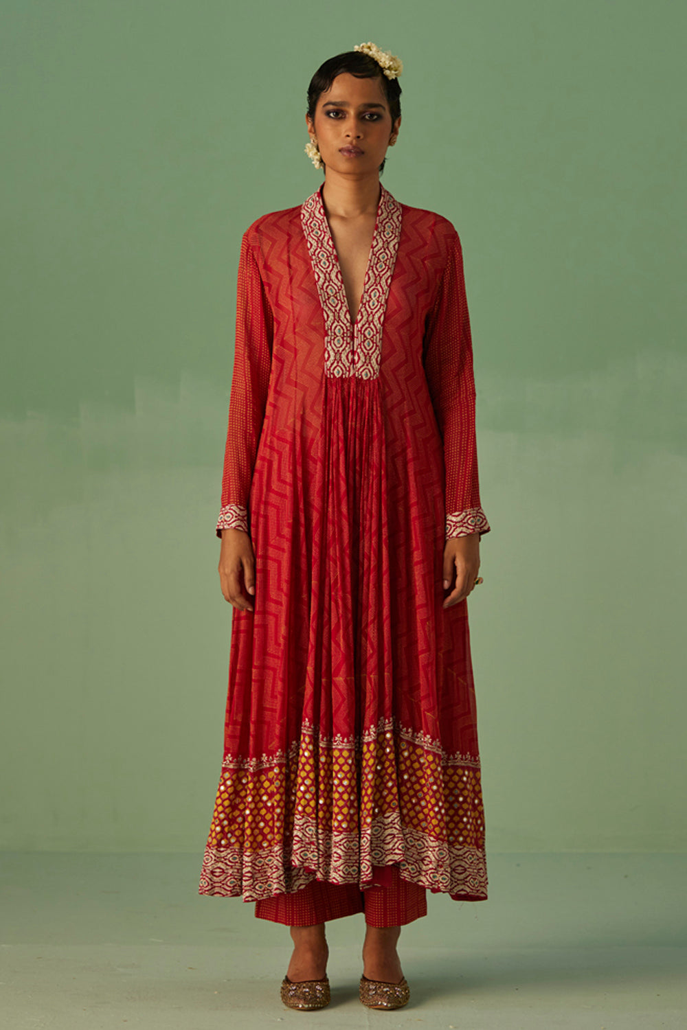 Red Anarkali Set