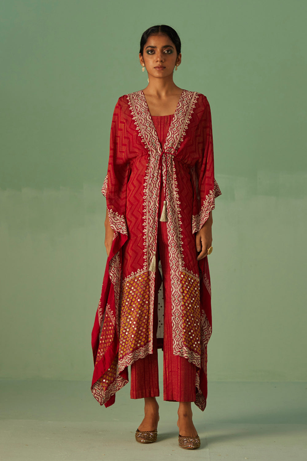 Red Zig-Zag Kaftan Set