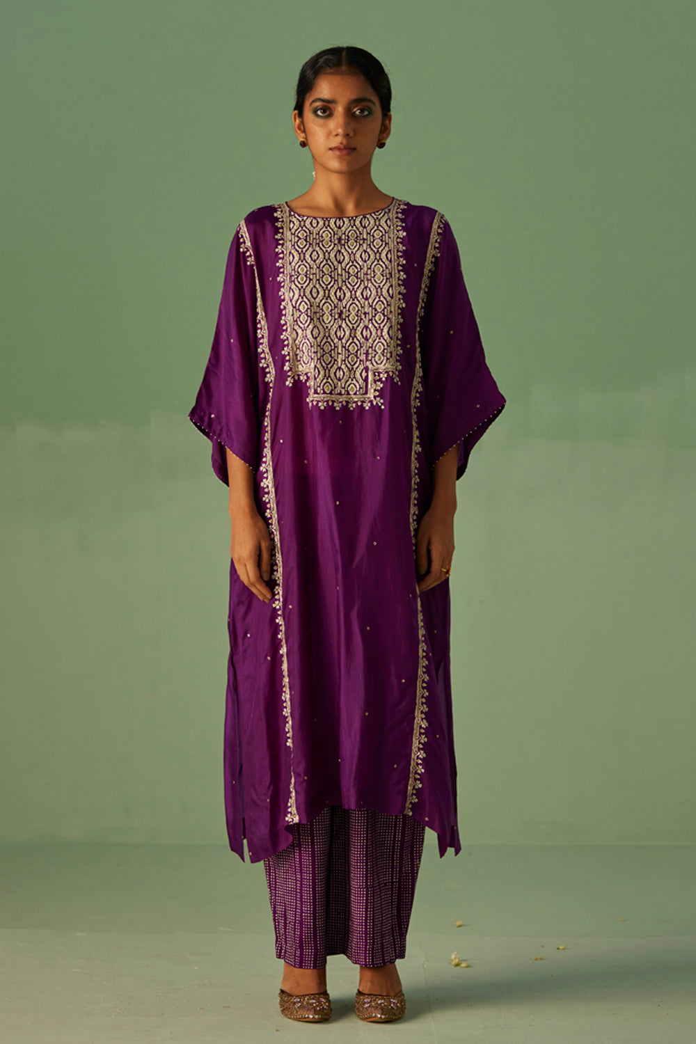 Purple Yoke Kaftan Set