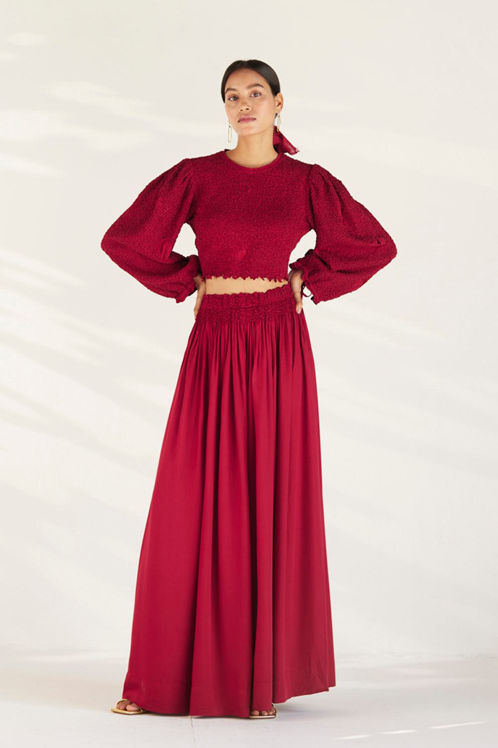 Red Serein Smocked Set