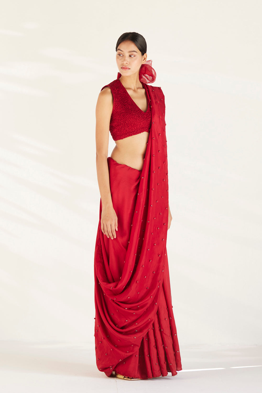 Red Songbird Saree Set