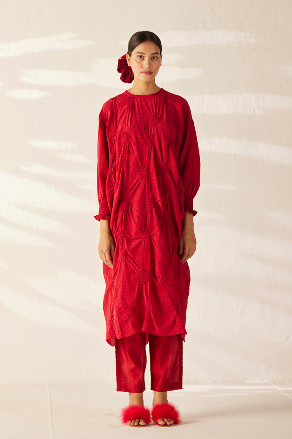 Red Tesselate Tunic Set