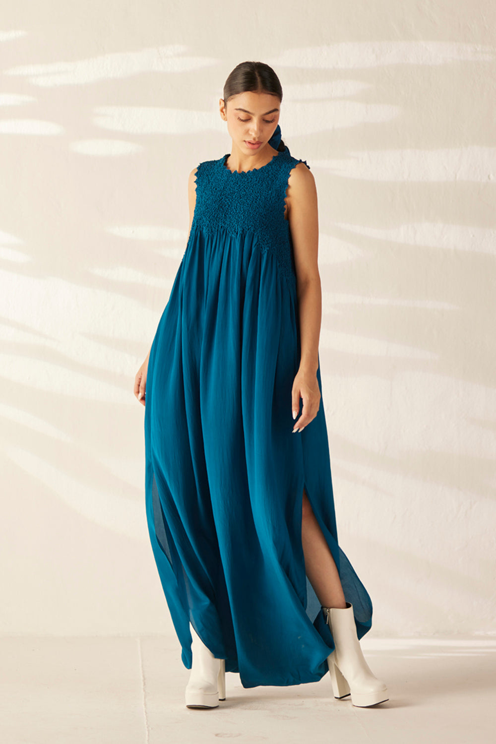 Teal Cowl Dress