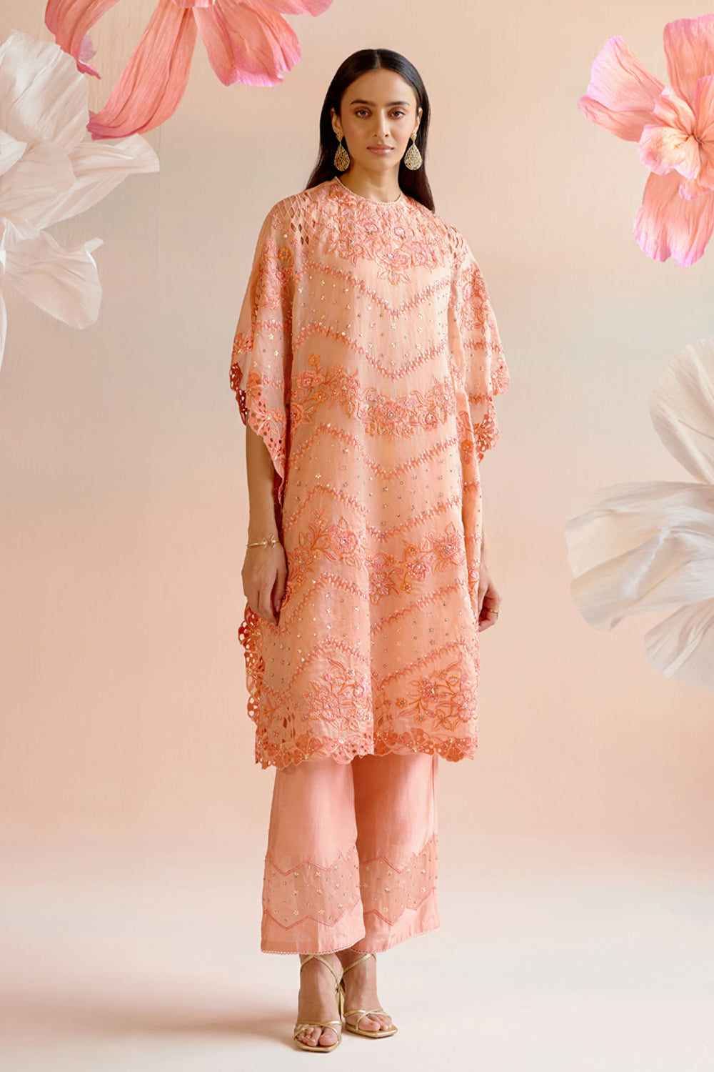 Apricot Chevron Detail Pants