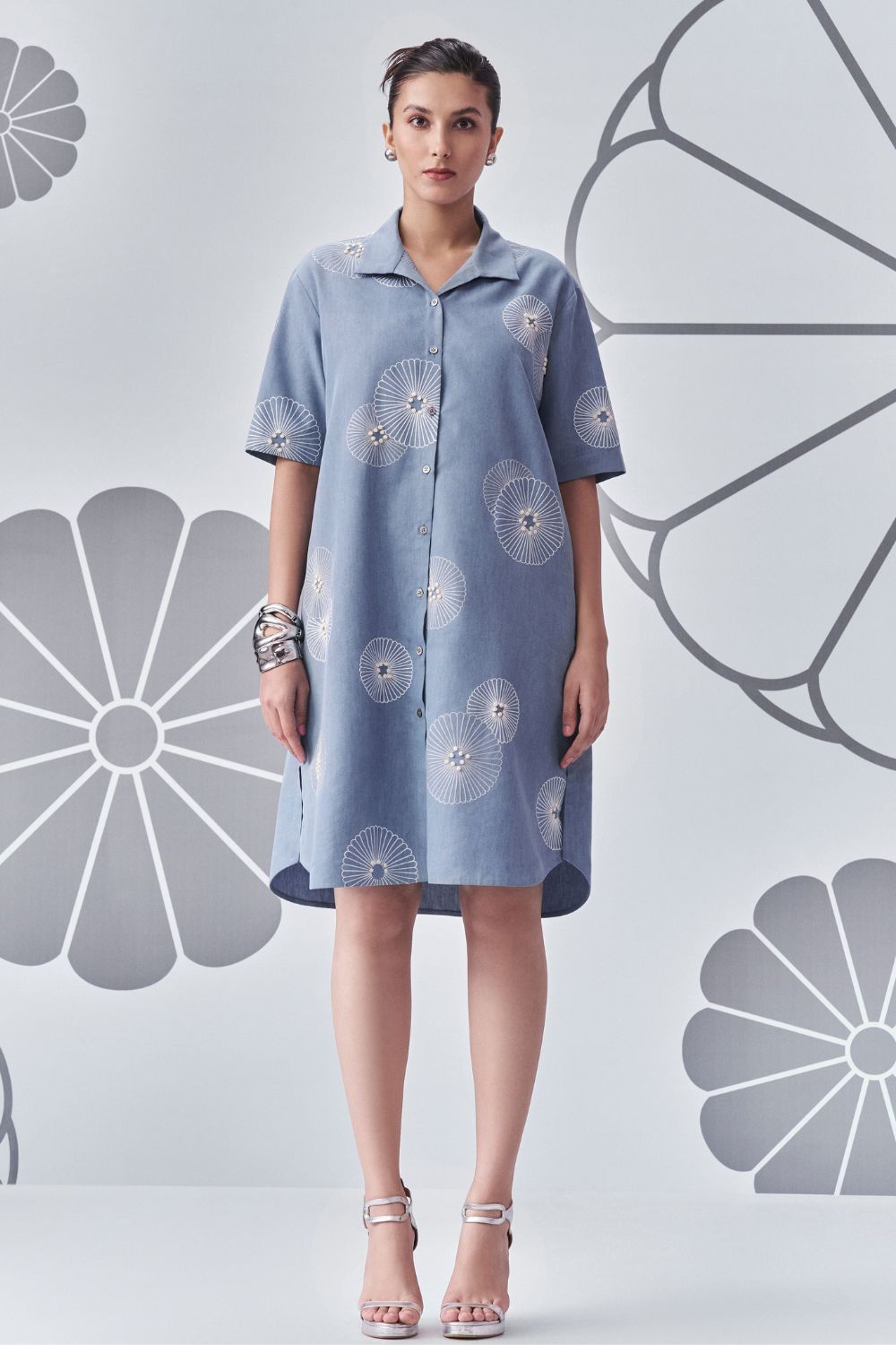 Chrysanthemum Slouchy Shirt Dress
