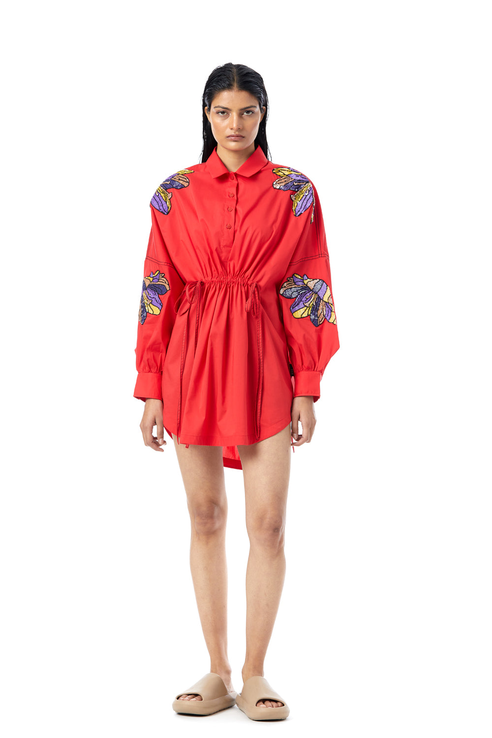 ‘Mei’ Embellished Shirt Dress