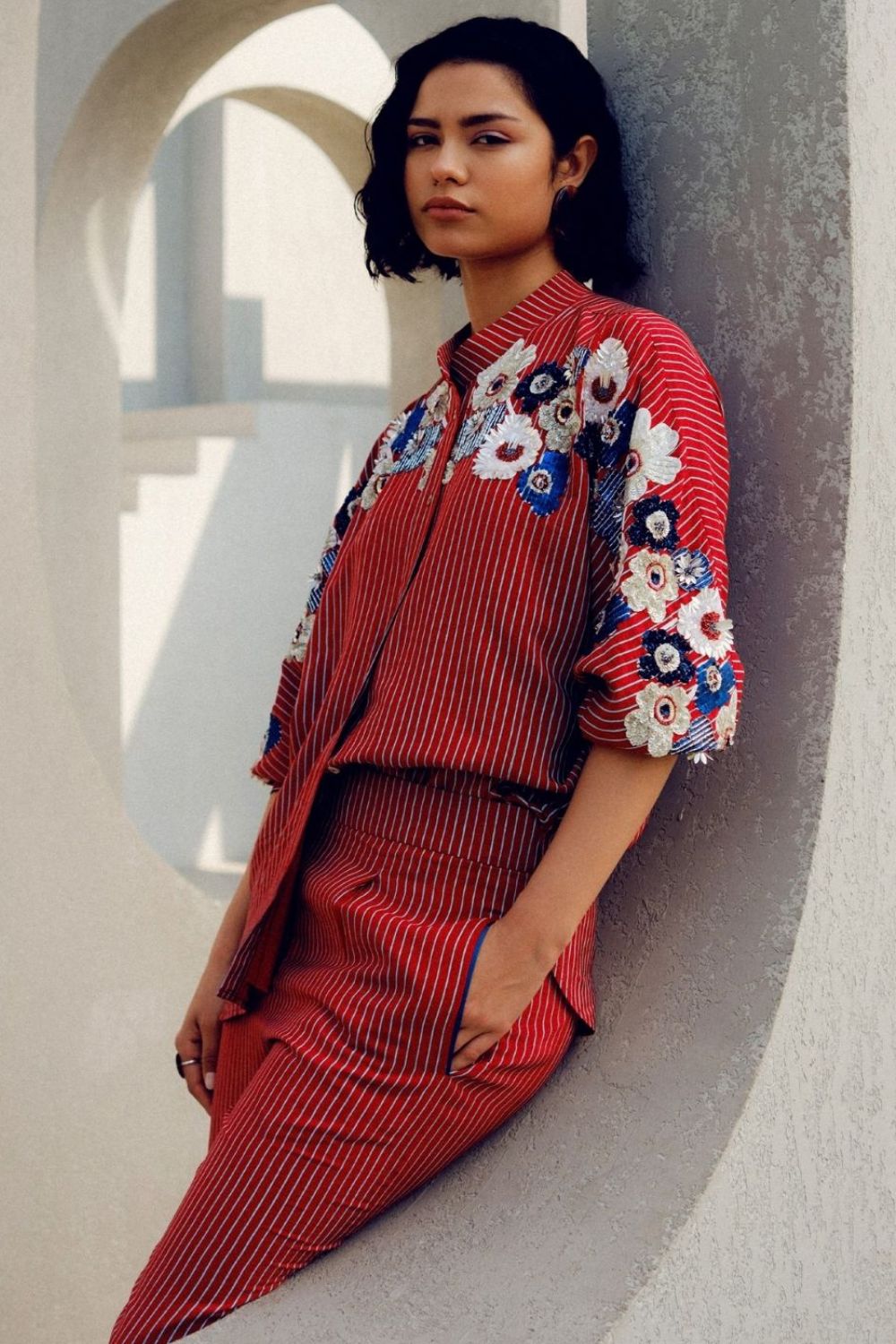 RED CHLOE KIMONO SHIRT