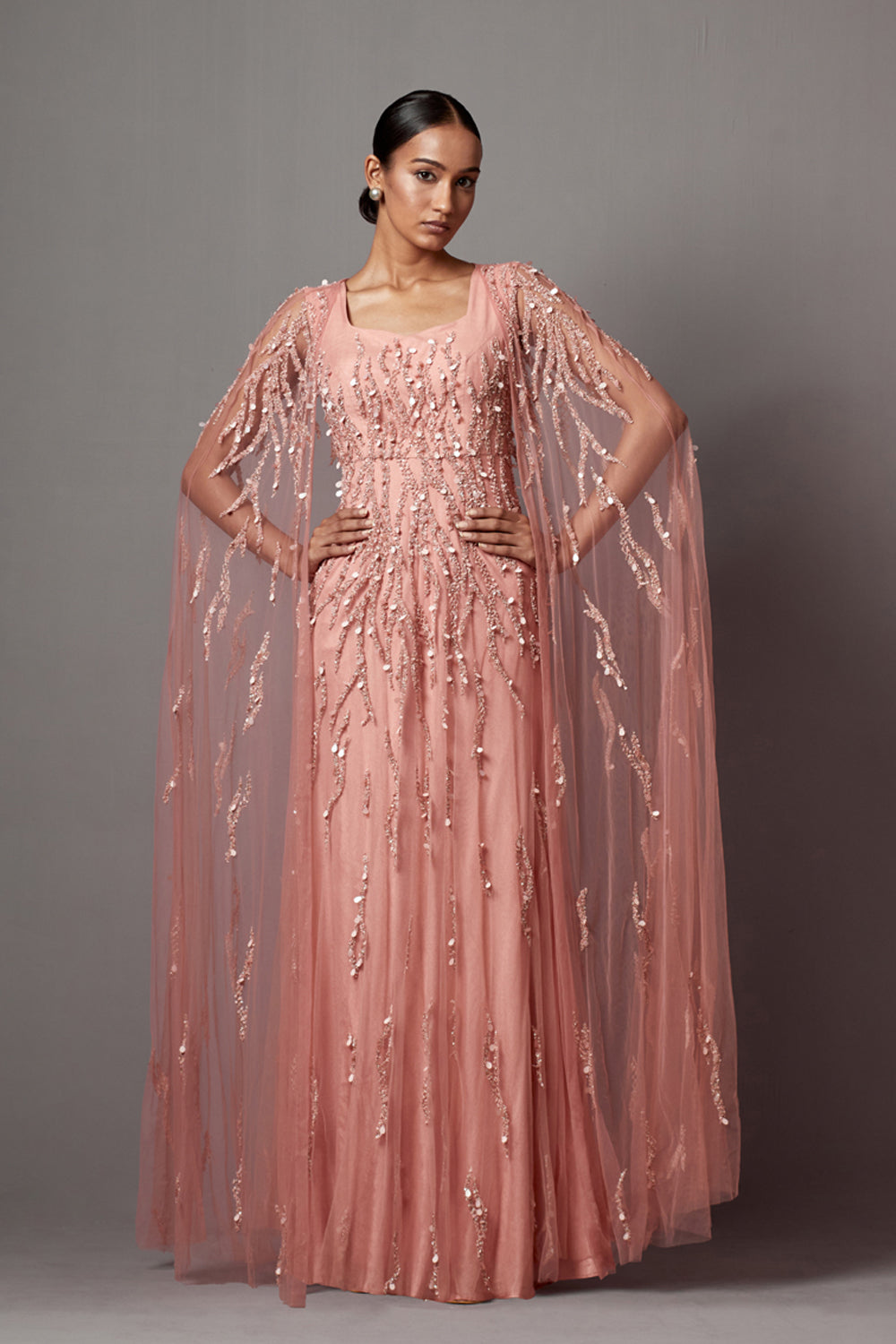 Dust Rose Cape Gown
