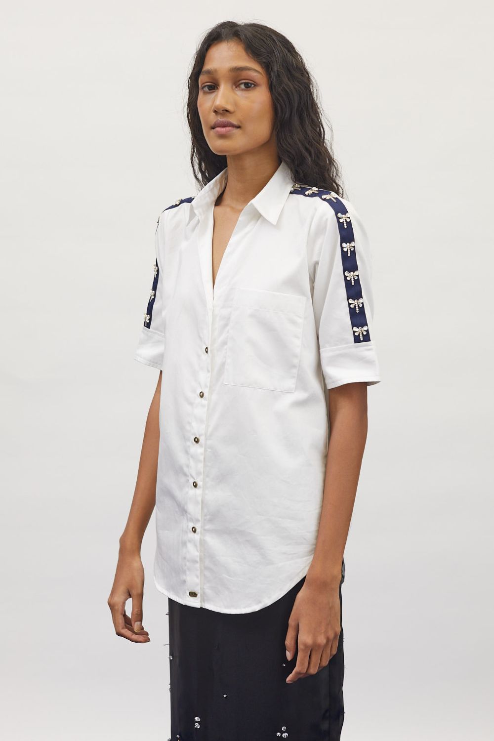 White Dragonfly Swarovski Shirt