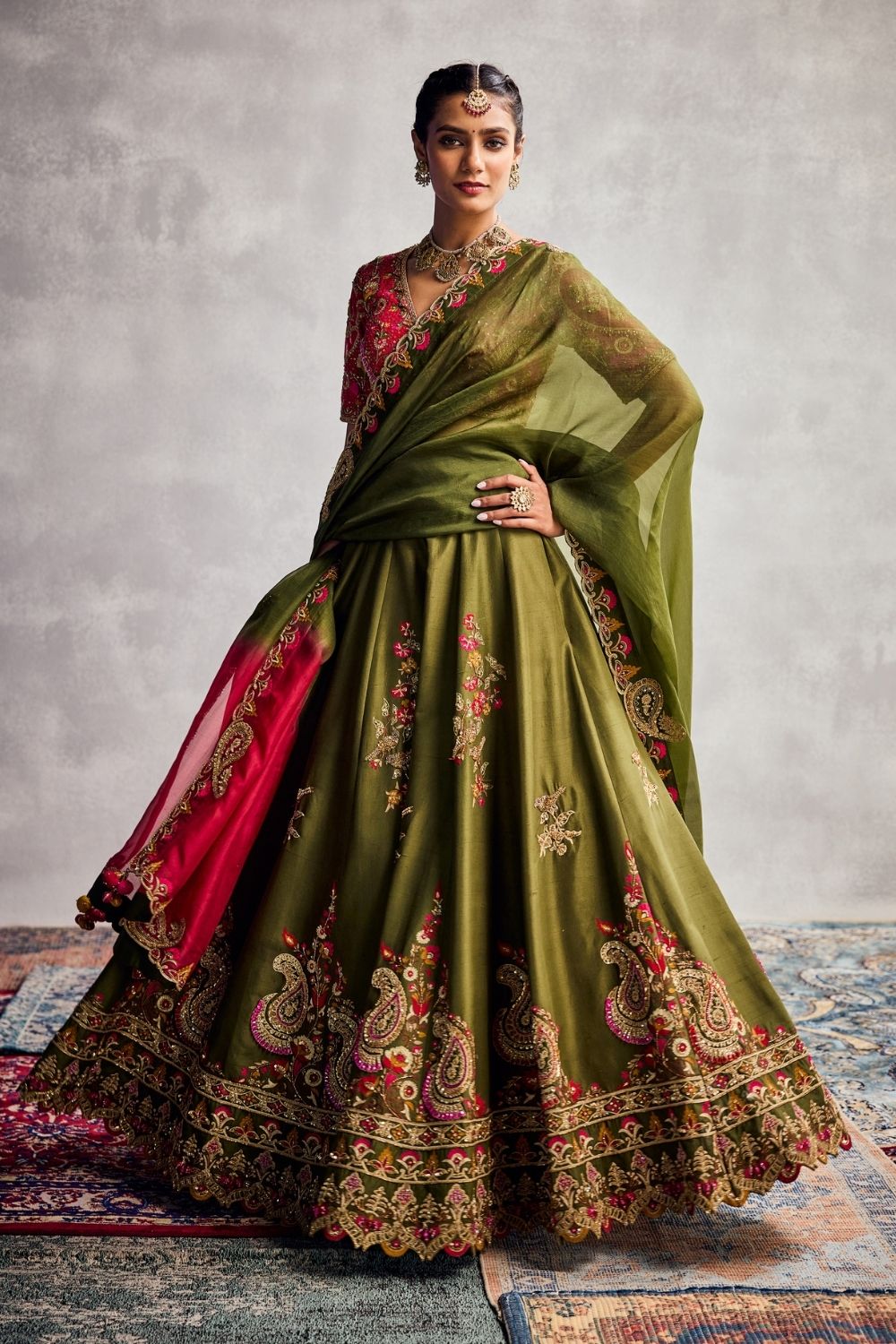 Woodbine Green Lehenga Set