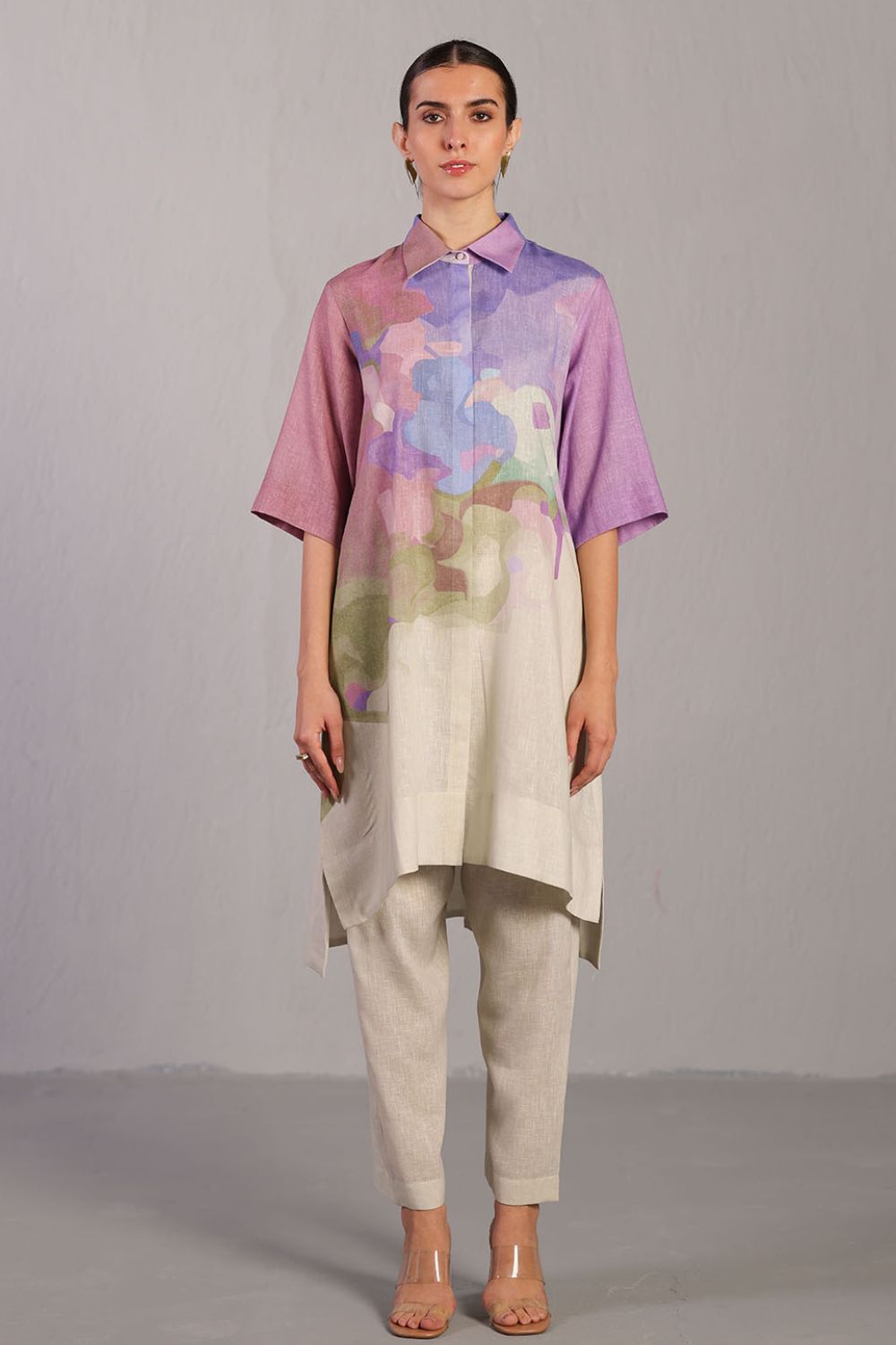 Diffuse pastel multicolour kurta set