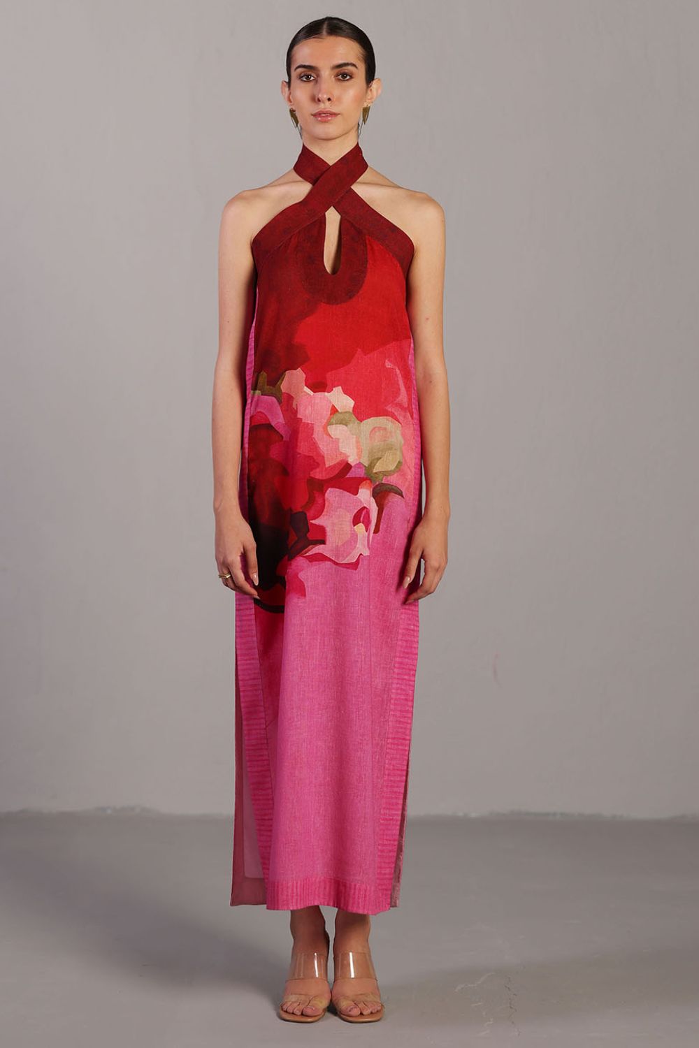 Diffuse fuchsia pink kurta set