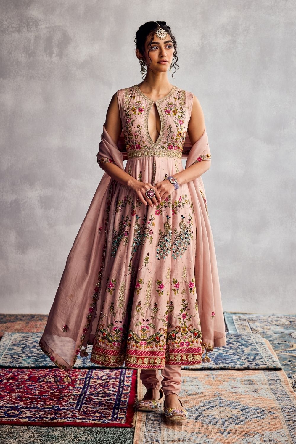 Peach Beige Anarkali Set