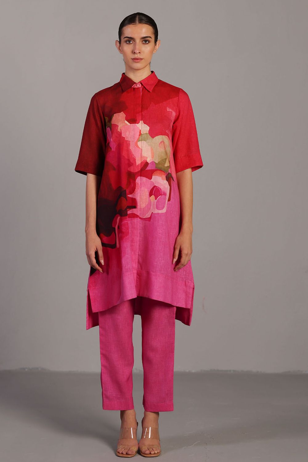 Diffuse fuchsia pink kurta set