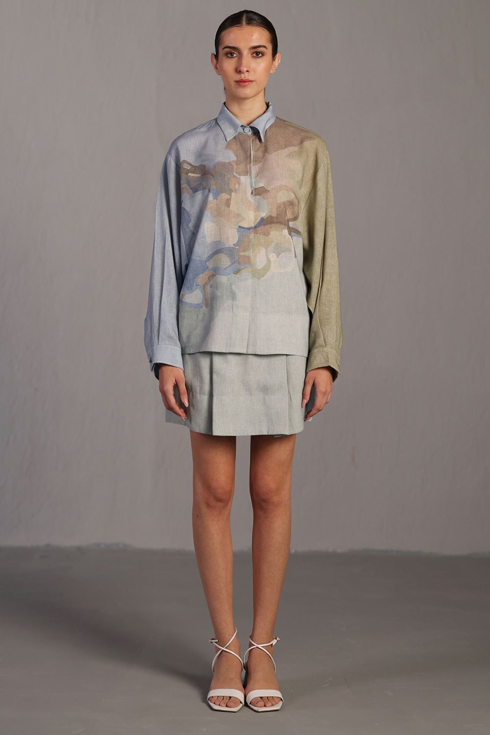 Diffuse pastel blue & green skirt set