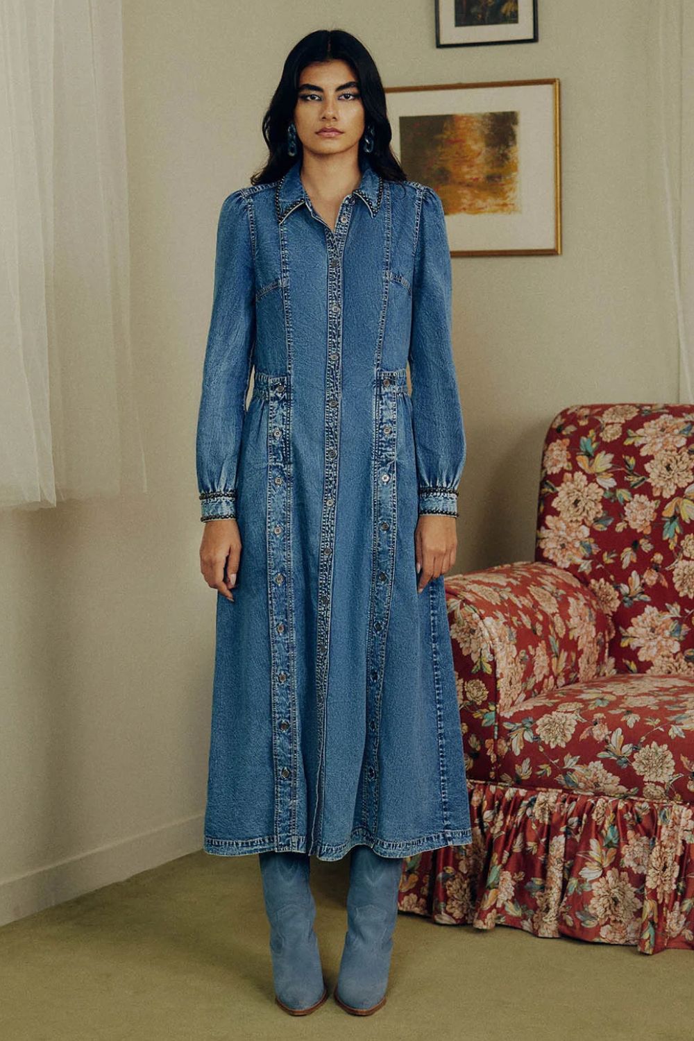 WASHED DENIM DRESS