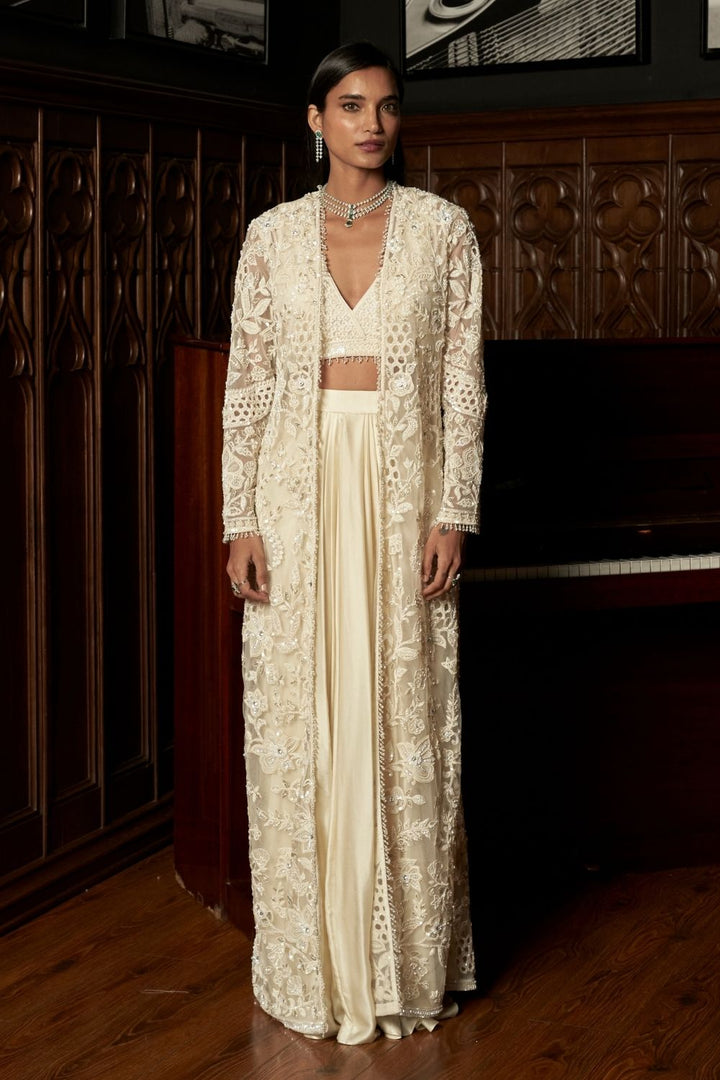 Ivory Jacket-Skirt Set