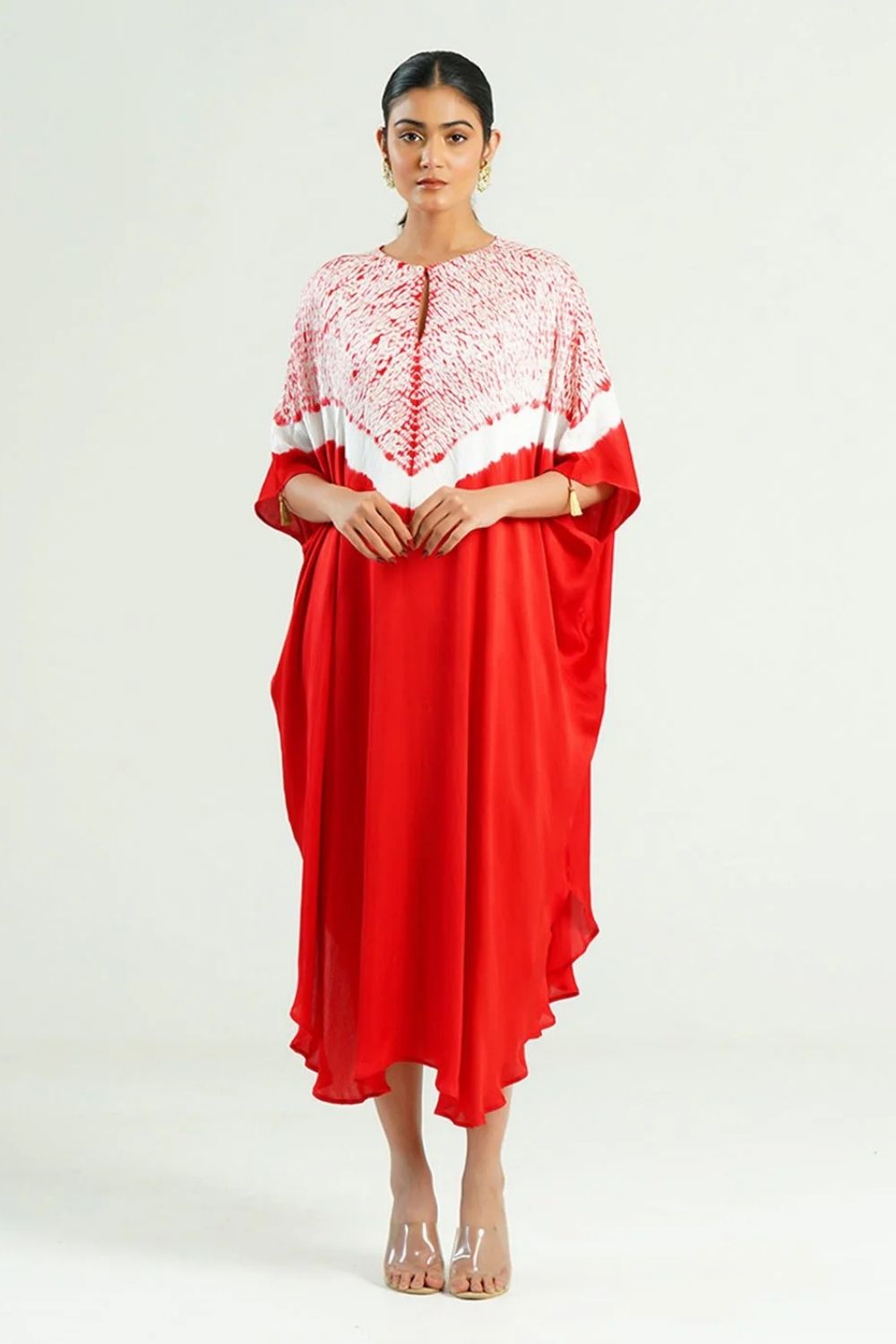 Kaftan Shibori - Scarlet Red / Ivory