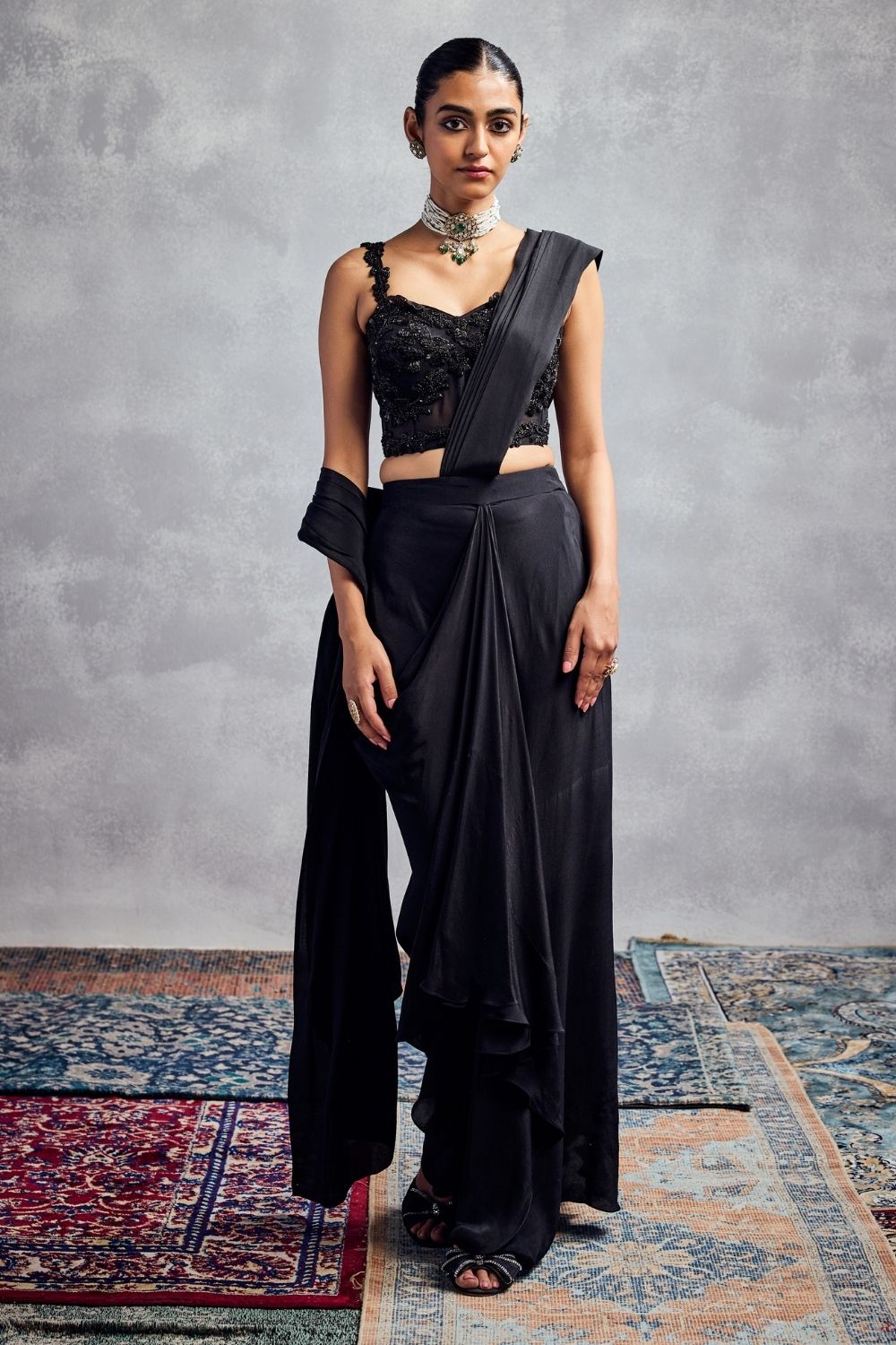 Black Saree Set