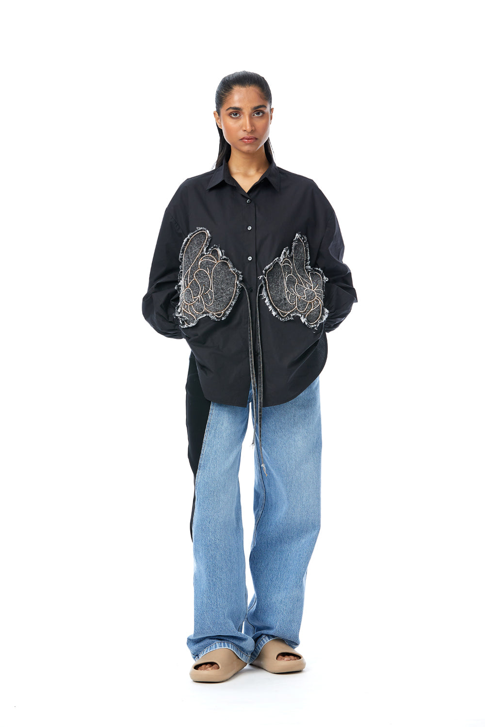 'Warped Vine' Denim Appliqué Shirt