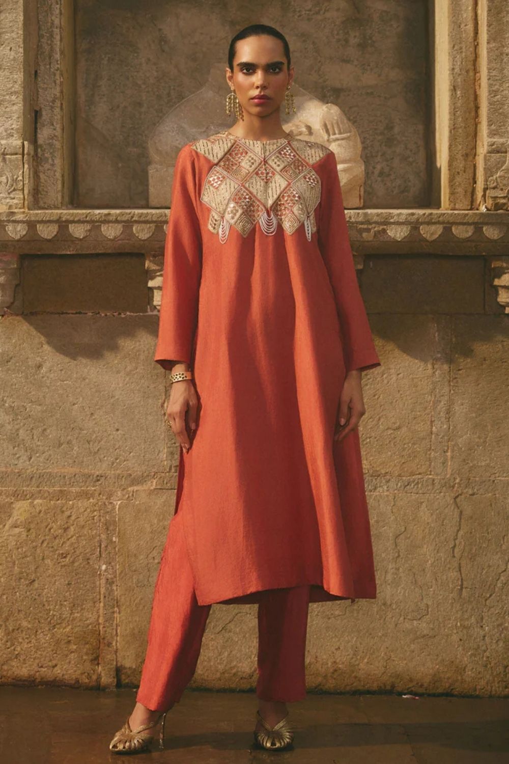 Red Rust Kurta Co-ord Set