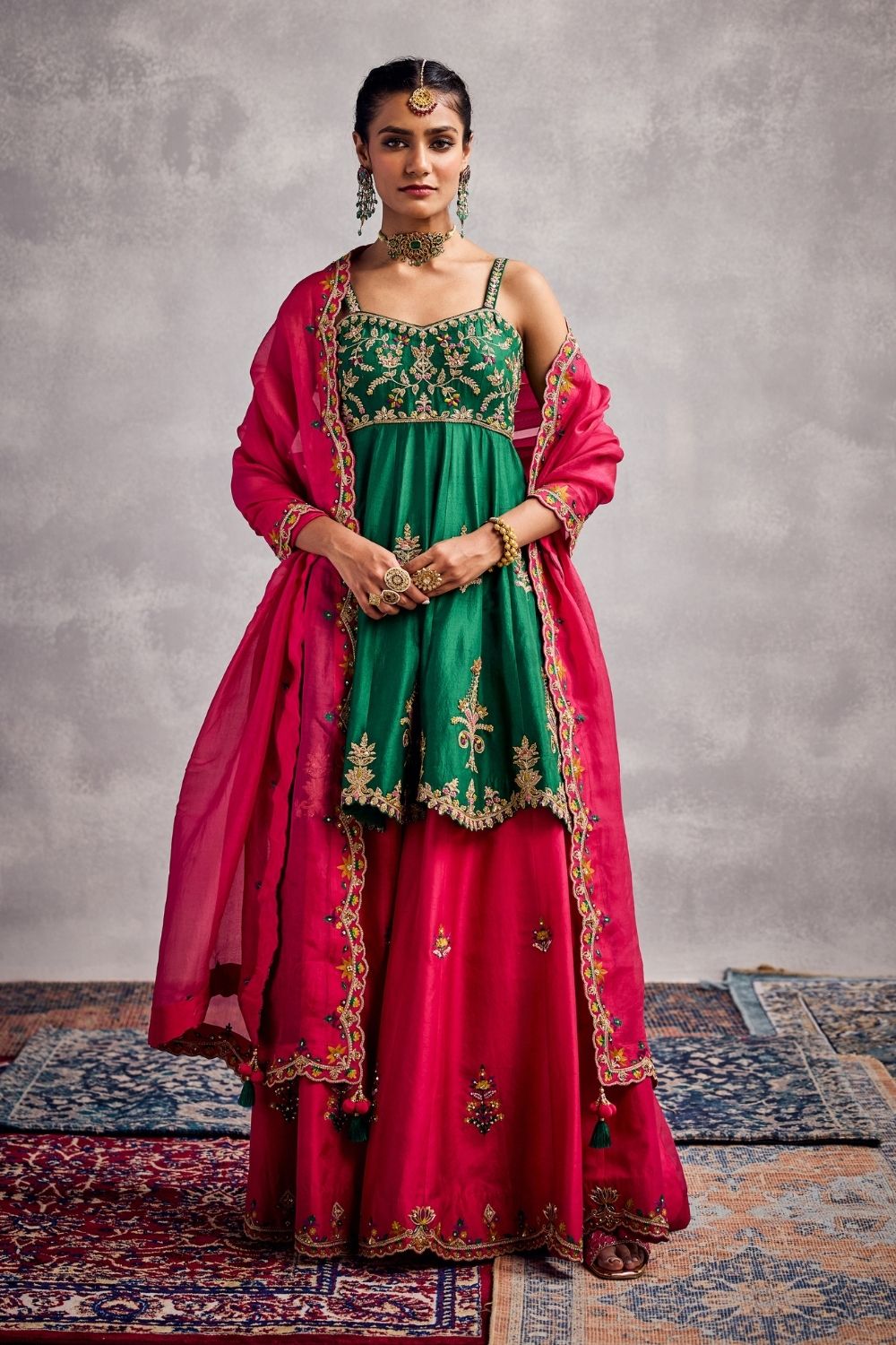 Amazon Green & Raspberry Kurta Set